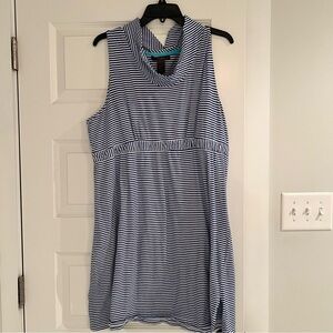 Liz Claiborne Royal & White stripe sleeveless jersey dress Size XL 18-20